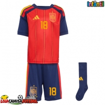 Camisa de Futebol Espanha Martin Zubimendi #18 Equipamento Principal Infantil Mundo 2026 Manga Curta (+ Calças curtas)